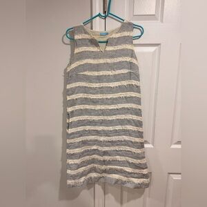 J. McLaughlin Cream and Blue Striped Dress